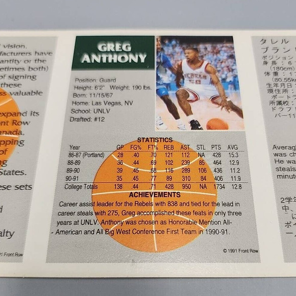 1991 Front Row Uncut Promo Strip Draft Pics Johnson Anthony Brandon Teheran - Picture 8 of 15